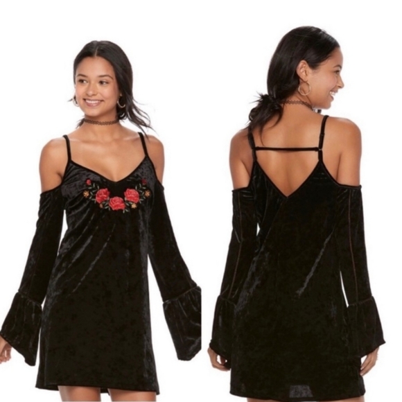Disney Coco Black Crushed Velvet Embroidered Dress - Picture 3 of 13